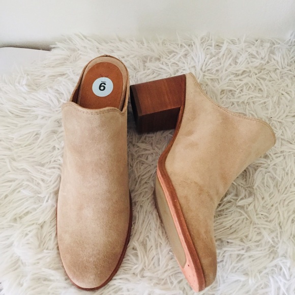New Frye Suede Heeled Naomi Mules - Picture 2 of 9